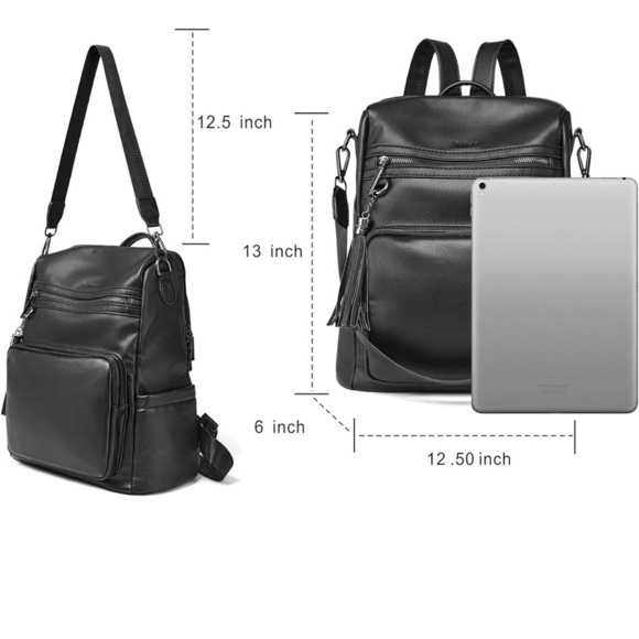 OPAGE Leather Backpack Handbag Black diaper bag amazon - Picture 2 of 12